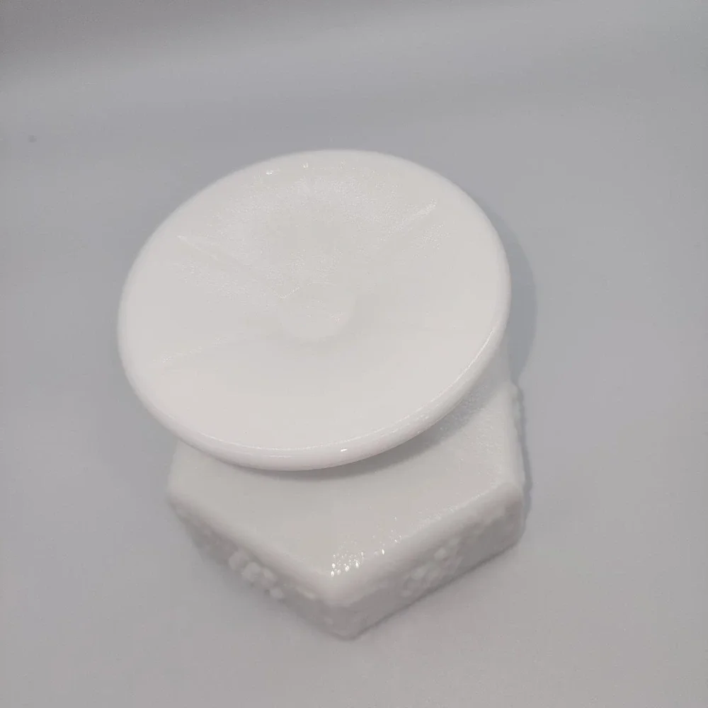 Vtg Indiana Glass Milk‎ Glass Covered Candy Dish Octagon Pedestal Harvest Grape
